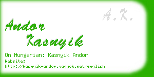 andor kasnyik business card